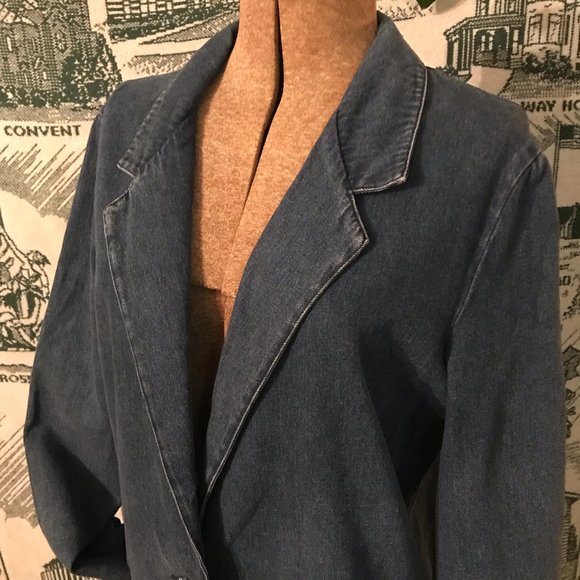Med Cherokee Denim Oversized Blazer ♥ Deep Pockets - Picture 11 of 16